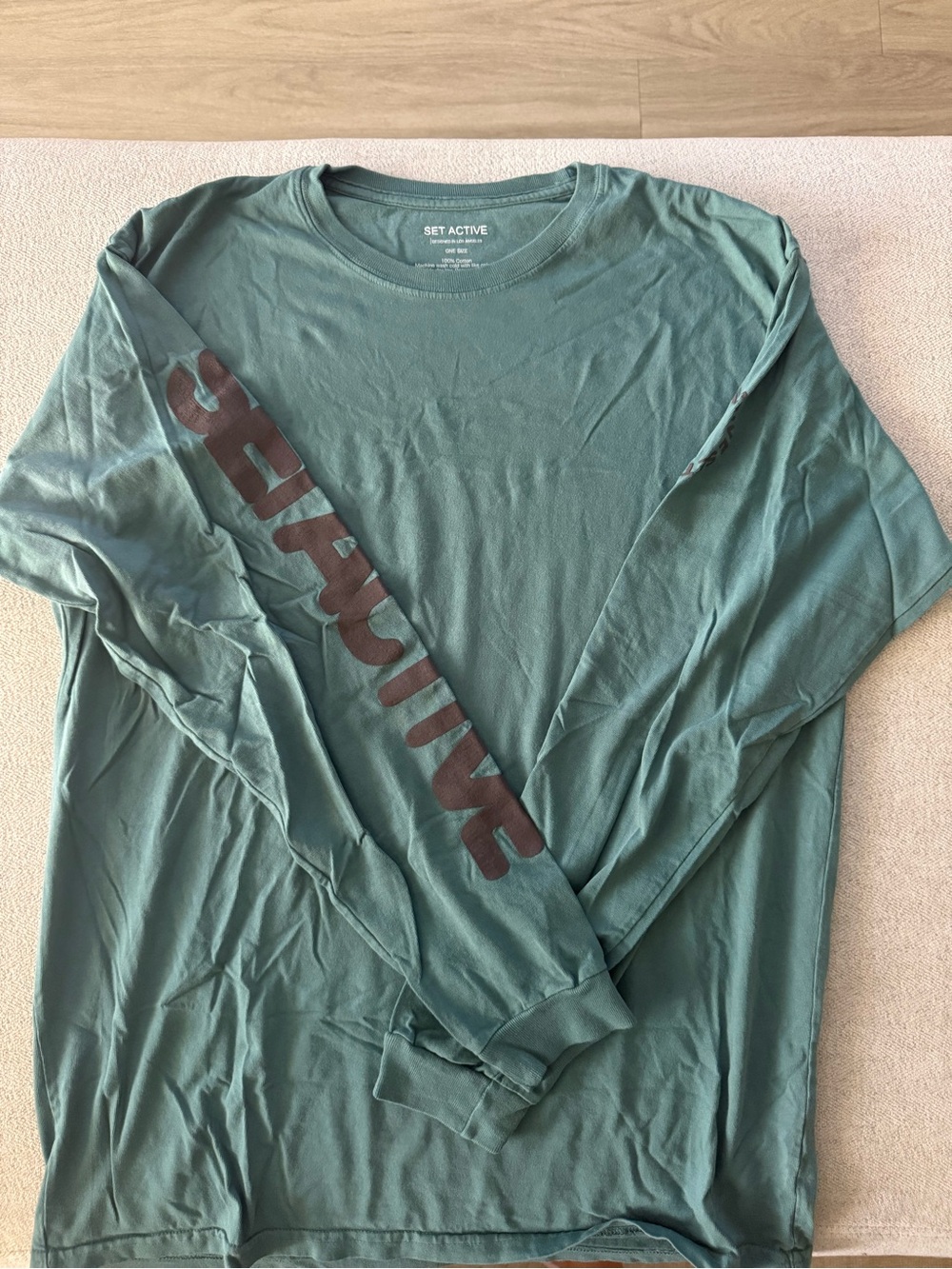 SET Active Long Sleeve Tee in Teal Green with Sleeve Logo